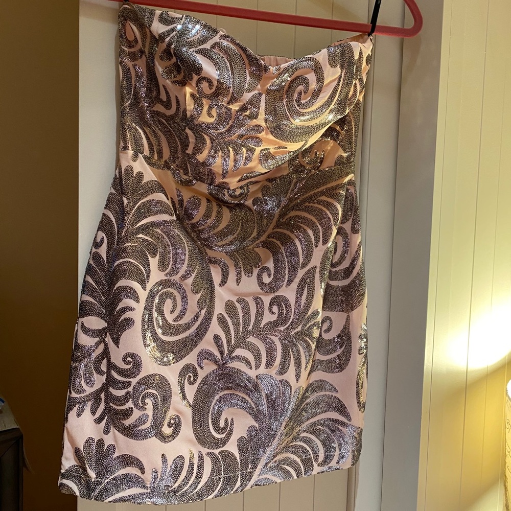Strapless sequin dress